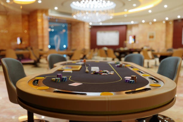 Baccarat table with Banker and Player betting zones